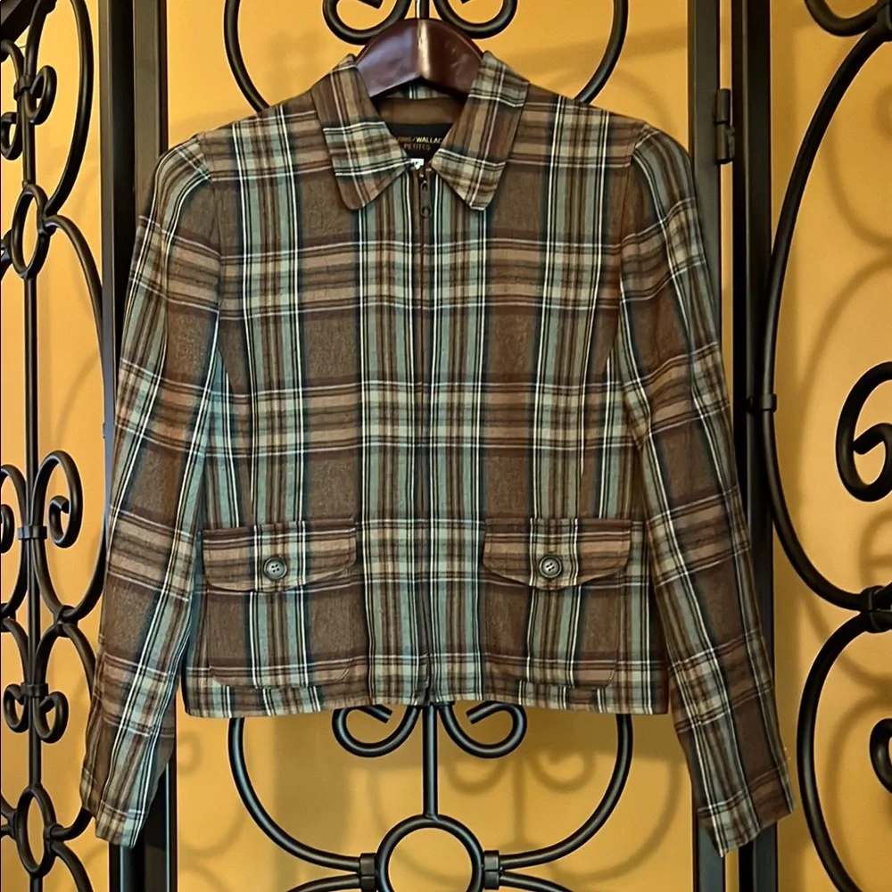HARRIS/WALLACE Harris Wallace Plaid Zip Up Jacket - Picture 1 of 12